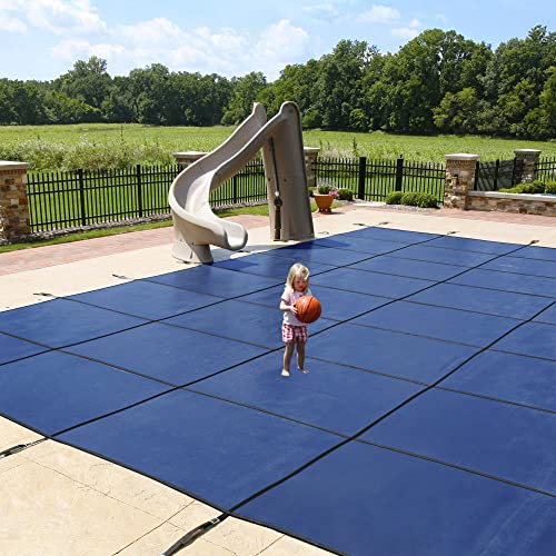 Child walking on pool safety cover